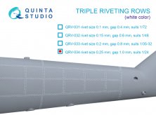 Triple riveting rows, White color, size 0.25mm, gap 1.0mm